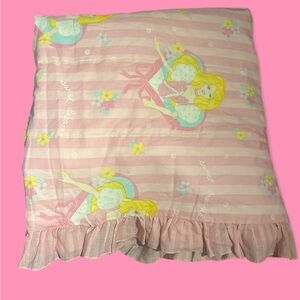 Mattel Barbie Pink and Yellow Comforter with Whimsical Butterfly Design 90s